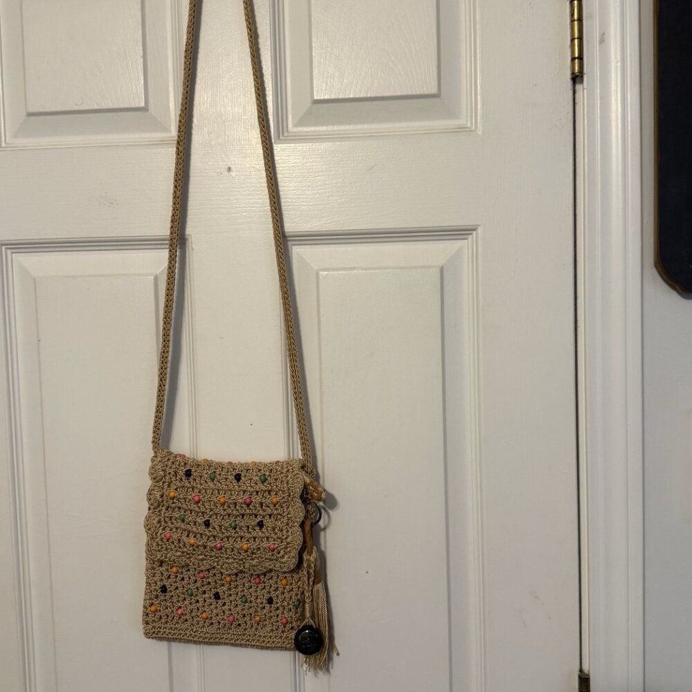 The Sak Handmade Crochet Hobo Handbag Boho Artisanal Shoulder Bag EUC - Picture 2 of 6